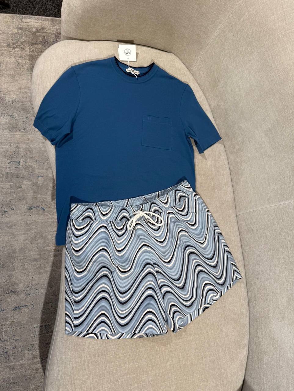 Set Hermès T-shirt Bleu Canard + Short Vagues