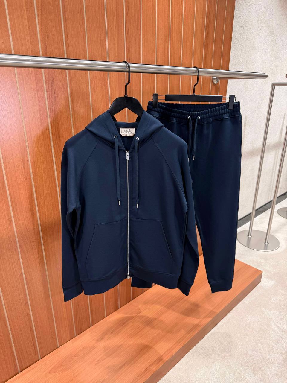 Set Hermès Marineblauwe Hoodie Joggingbroek