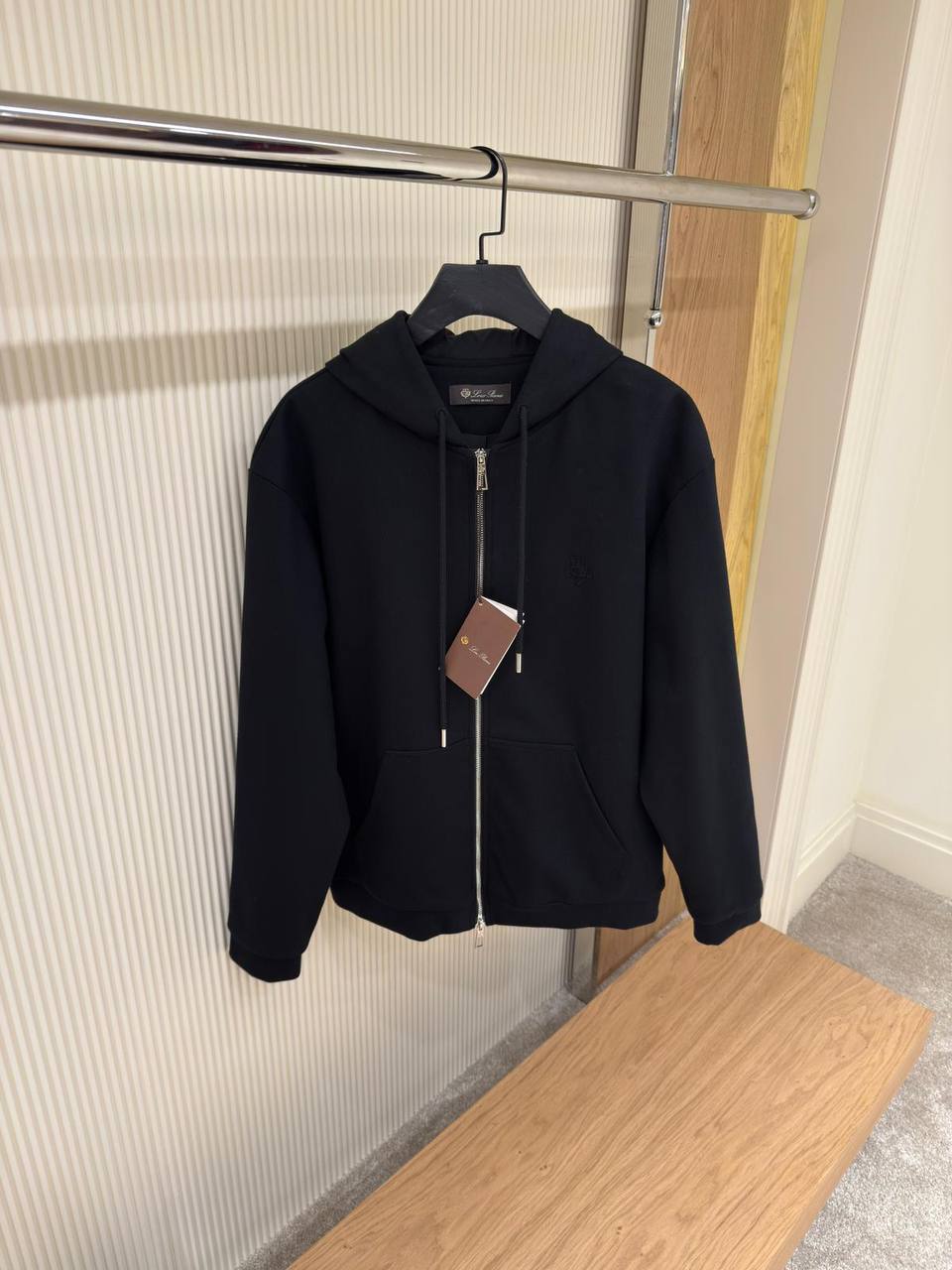 Loro Piana Hoodie met rits zwart