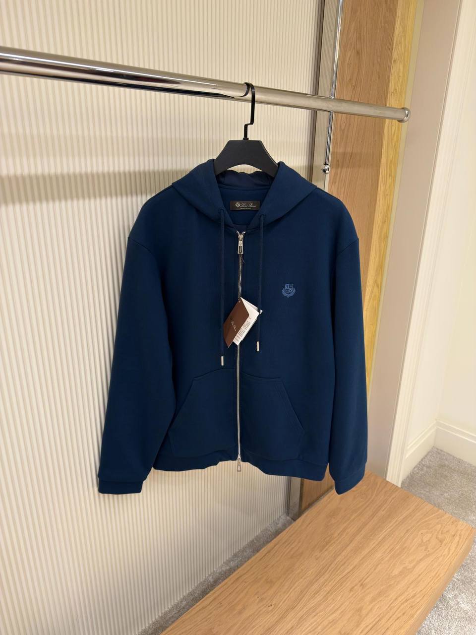 Hoodie met rits Loro Piana marineblauw