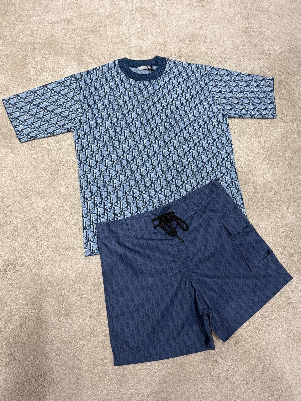 Dior - Set T-Shirt + Short Oblique Blauw