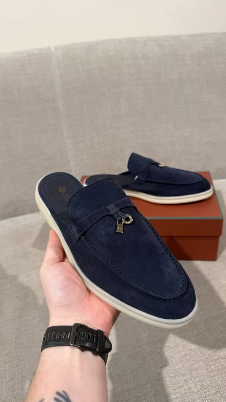 Loro Piana Open Walk Mule - Bleu Marine